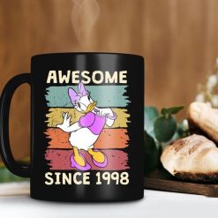 Daisy Duck Awesome Since 1998 Mug Customized Year Of Birth Mug Personalized Retro Vintage Disney Premium Sublime Ceramic Coffee Mug Black