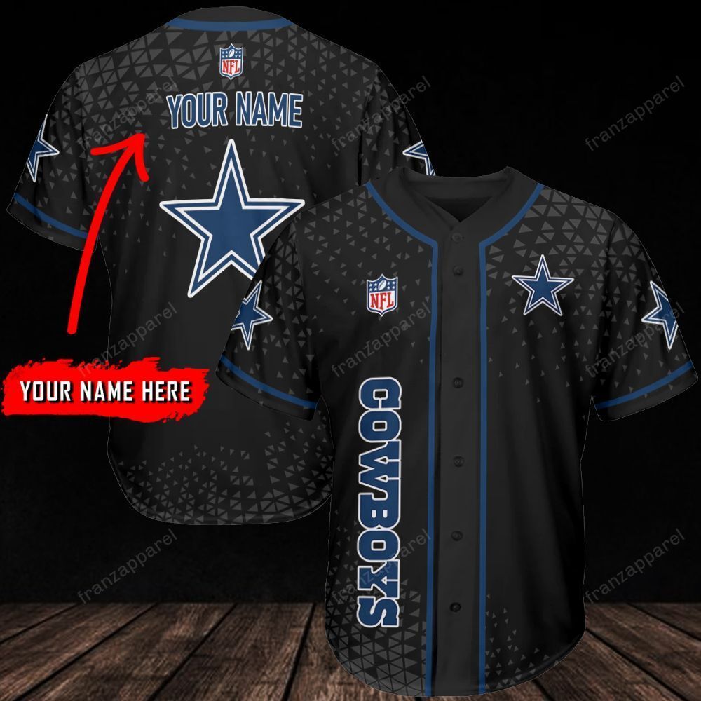 Personalized Dallas Cowboys Logo NFL Black Baseball Jersey - Kaiteez