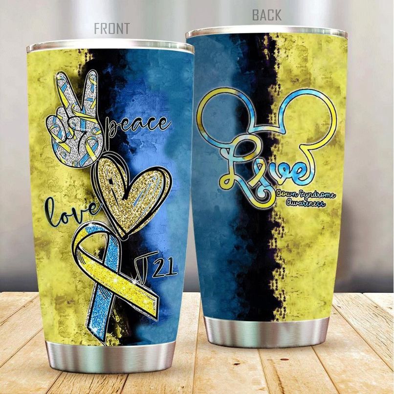 Down Syndrome Peace Love Stainless Steel Cup Tumbler