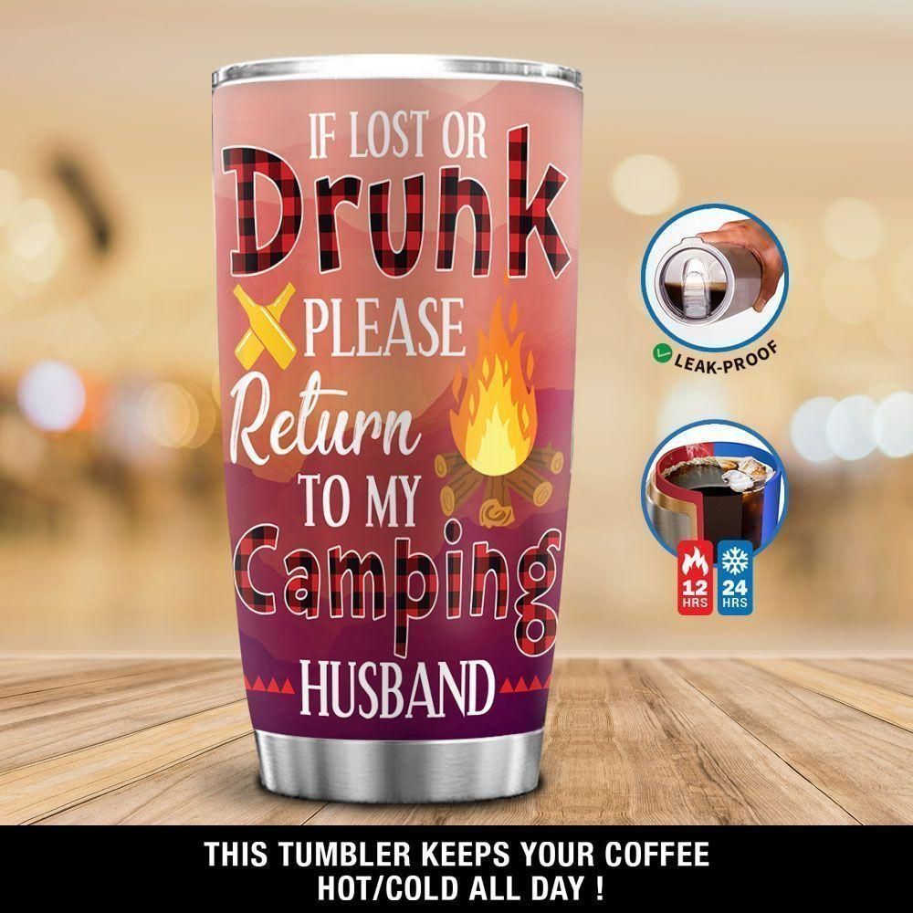 Drunk Camping Husband Stainless Steel Cup Tumbler