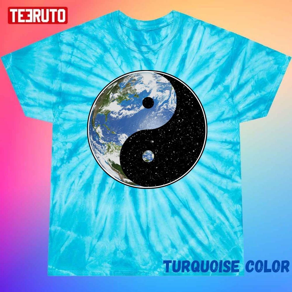 Earth And Space Yin Yang Symbol Unisex Tie Dye Tee