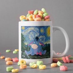 Eeyore In Canvas Mug Starry Night Mug Van Gogh Mug Pooh Lover Gift Disney Premium Sublime Ceramic Coffee Mug White
