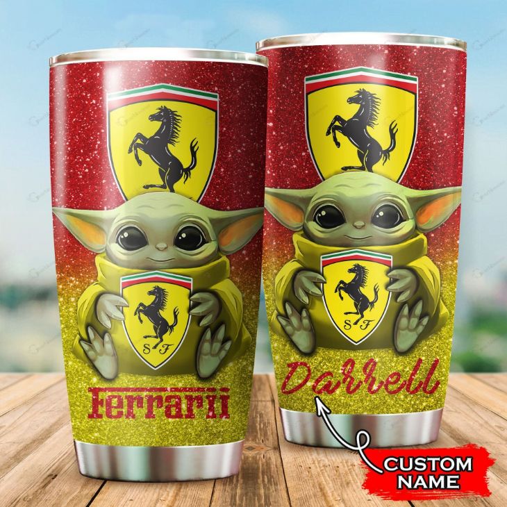 Ferari Baby Yoda Custom Name 999 Gift For Lover Day Travel Tumbler