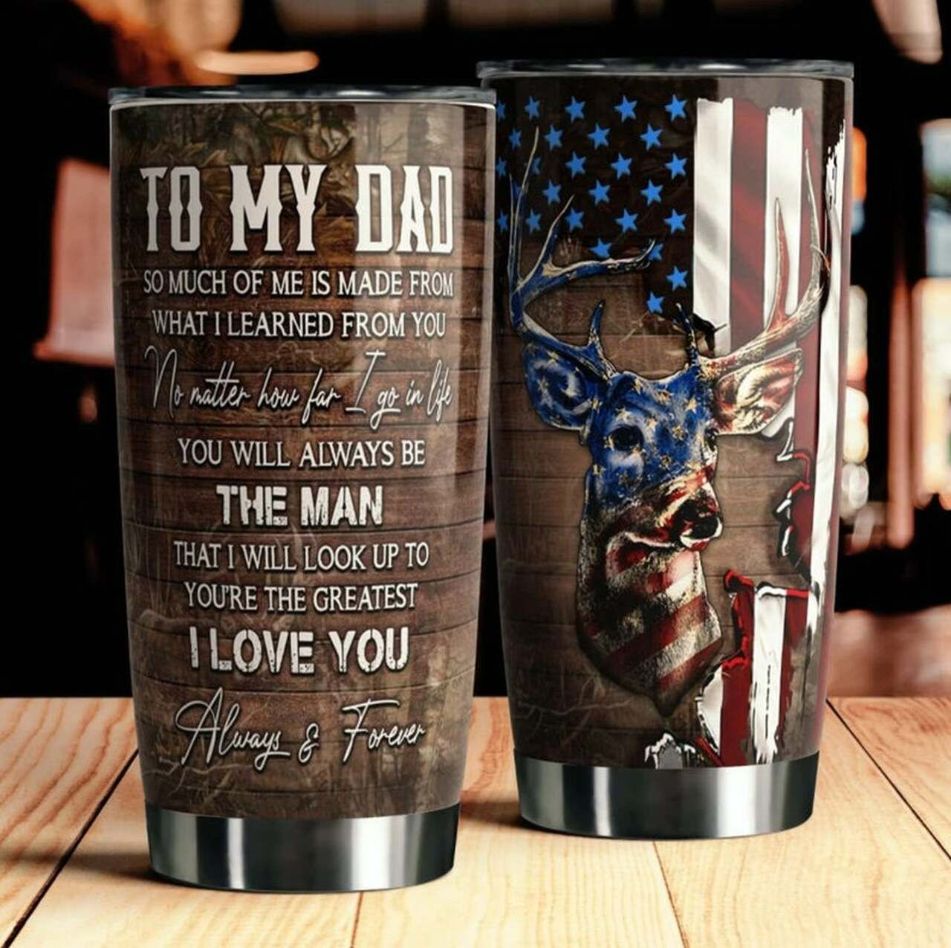Gift For Dad Deer Hunting Stainless Steel Cup Tumbler
