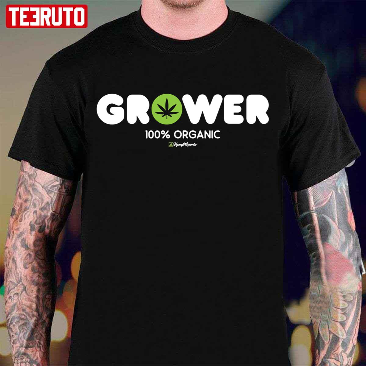 Grower Weed Marijuana Hemp Wizards 100% Organic Unisex T-Shirt
