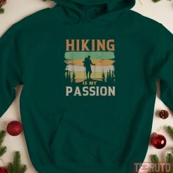 Hiking Is My Passion Retro Sunset Hiker Silhouette Unisex Hoodie