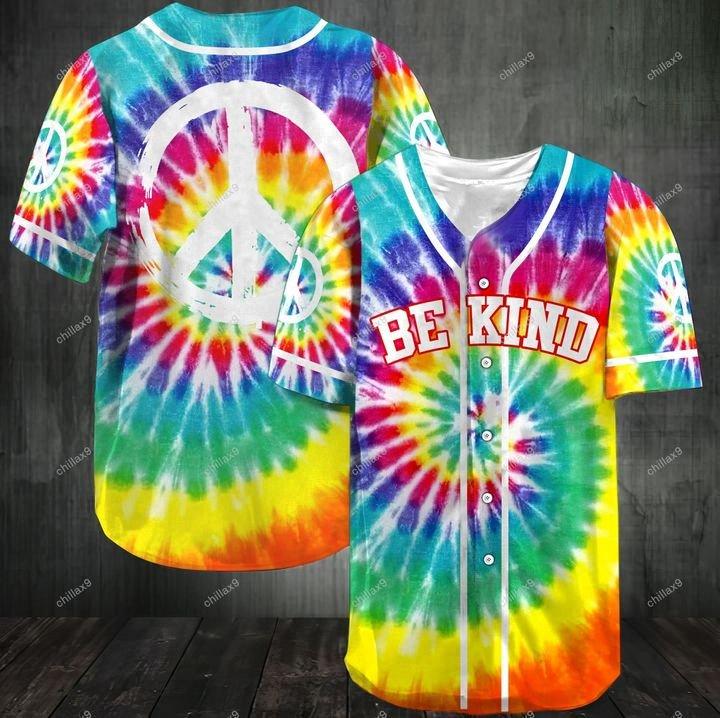 Hippie Be Kind Tye Die Personalized 3d Baseball Jersey kv