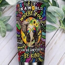Hippie Elephant Doodle Stainless Steel Cup Tumbler