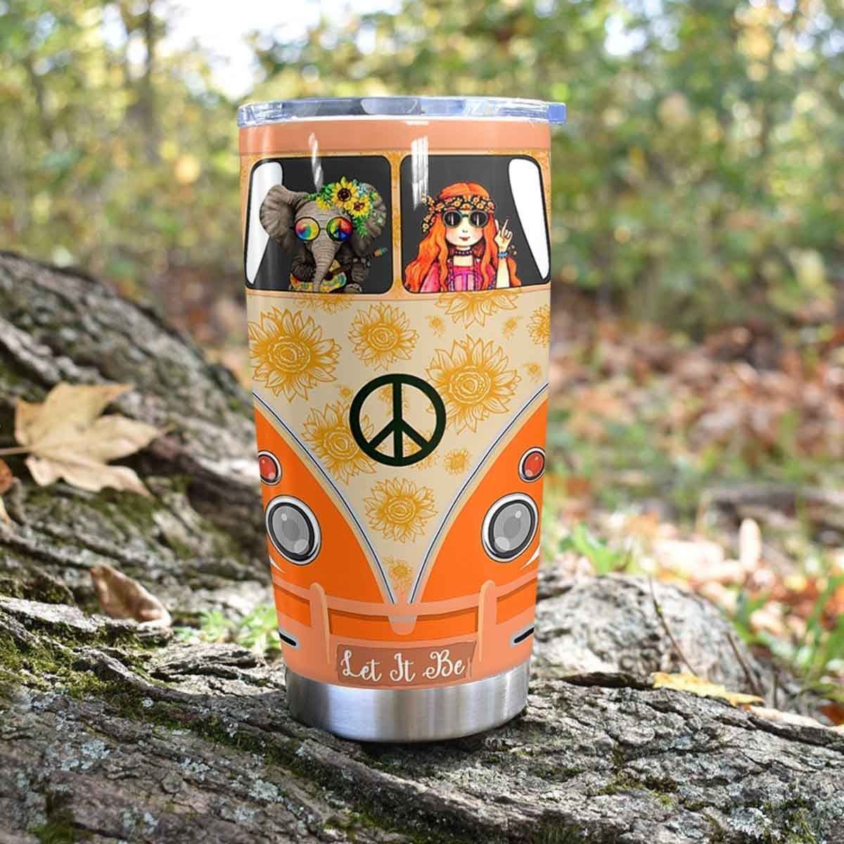 Hippie Orange Girl Stainless Steel Cup Tumbler