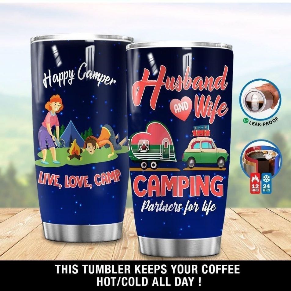 Husband And Wife Camping Partners For Life Tumbler Cup