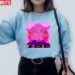 Japanese Aesthetic Retrowave Cupid Statue The Sunset Unisex Sweatshirt