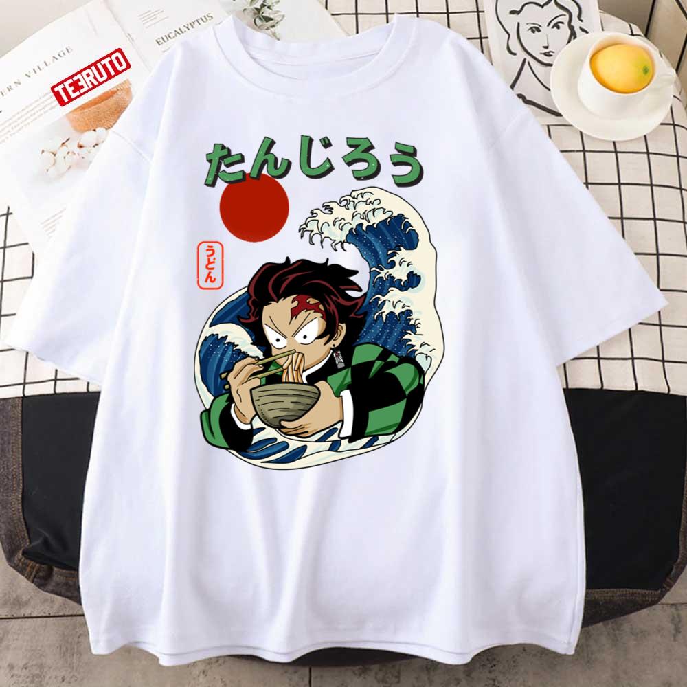 Japanese The Great Wave Tanjiro Kamado Demon Slayer Eat Ramen Unisex T-Shirt