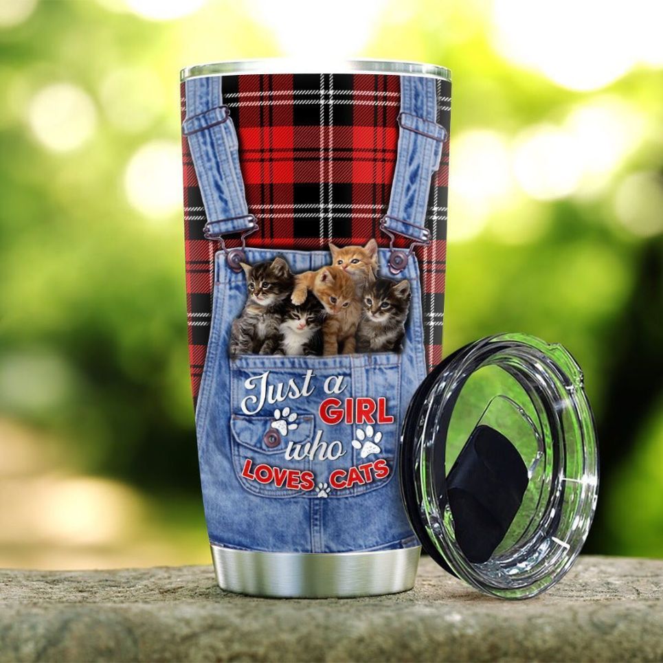 Jeans Girls Love Cats Stainless Steel Cup Tumbler