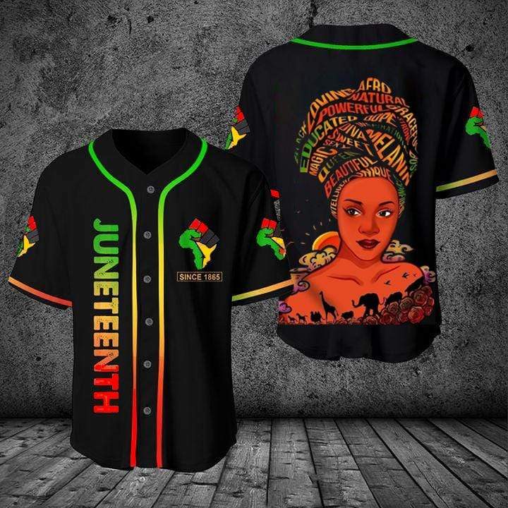 Juneteenth Since 1865 Afro Girl Magic African American Personalized 3d Baseball Jersey kv