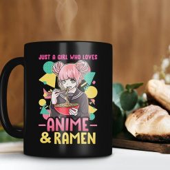 Just A Girl Who Love Anime And Ramen Mug Anime Lover Mug Ramen Lover Premium Sublime Ceramic Coffee Mug Black