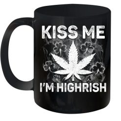 Kiss Me I’m Highrish St Patrick’s Day Premium Sublime Ceramic Coffee Mug Black