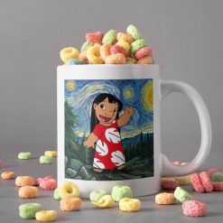 Lilo And Stitch Print Canvas Mug Starry Night Mug Van Gogh Mug Stitch Lover Gift Disney Premium Sublime Ceramic Coffee Mug White