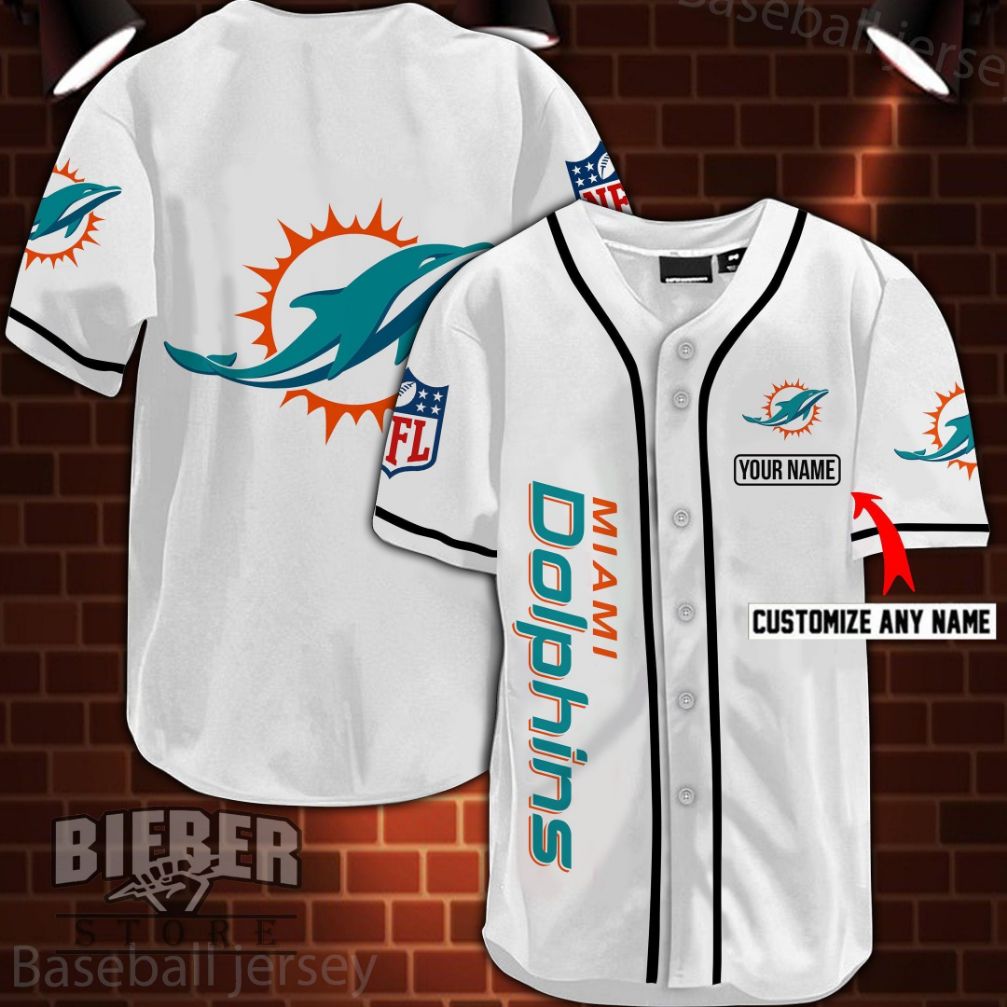 Miami Dolphins Nfl 3d Digital Printed Personalized Logo Baseball Jersey -  Teeruto