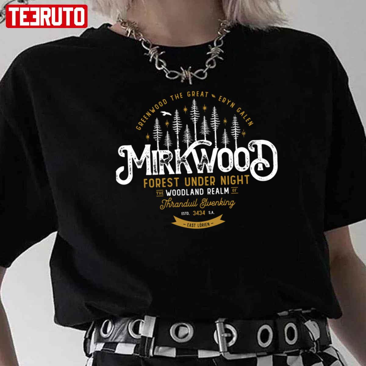 Mirkwood Forest Under Night East Lórien Outdoor Adventure Badge Unisex T-Shirt