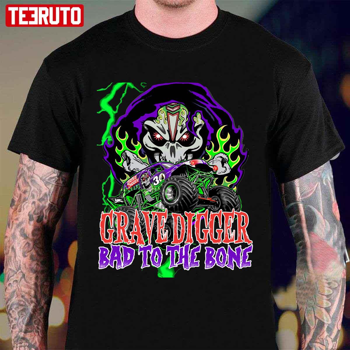 Monster Truck Grave Digger Bad To The Bone Monster Jam Grave Digger Unisex T-Shirt