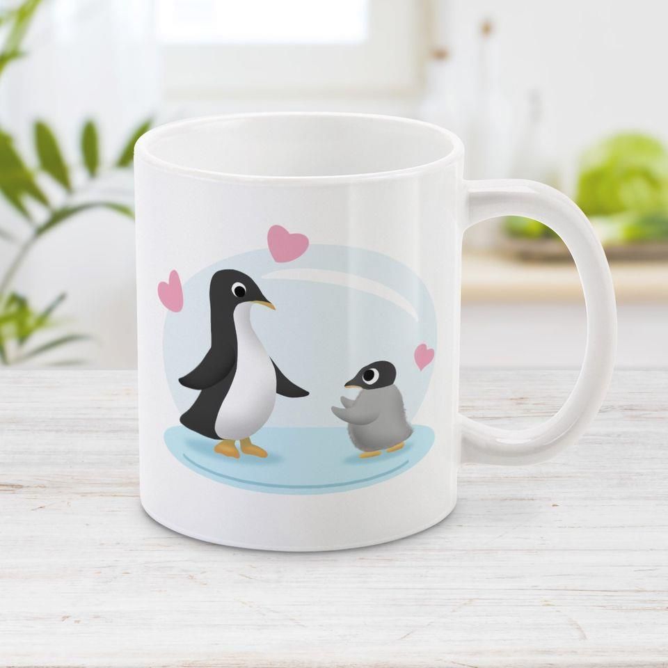 Mother And Daughter Penguin Mug White
