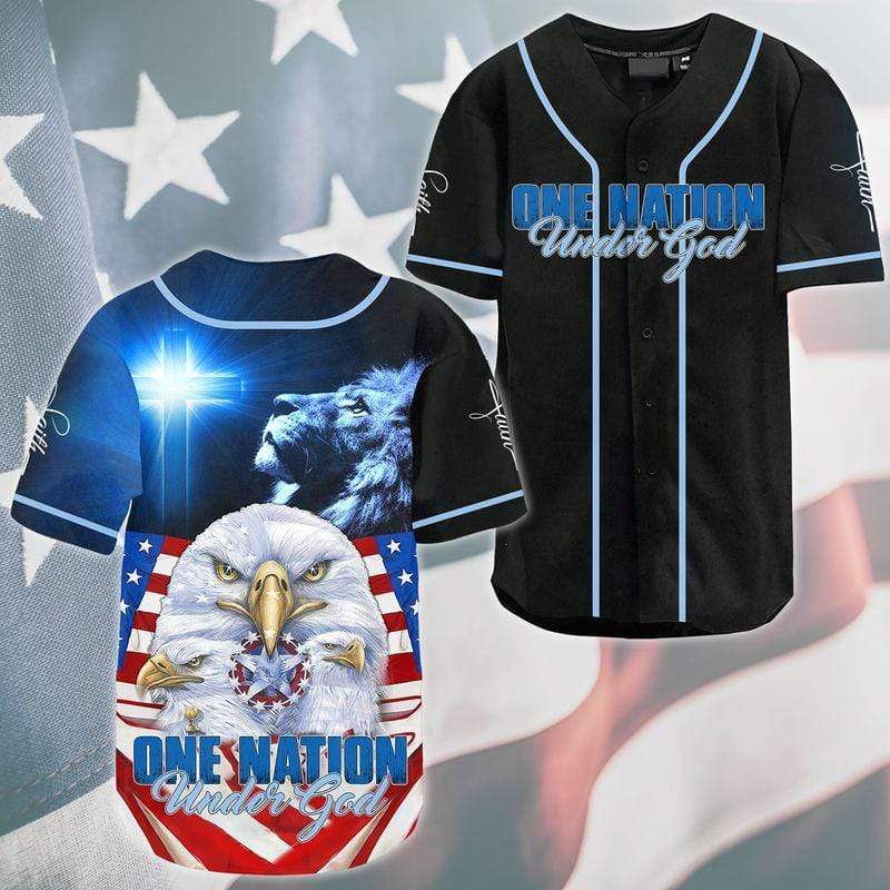 One Nation Under God Lion Eagle Personalized 3d Baseball Jersey