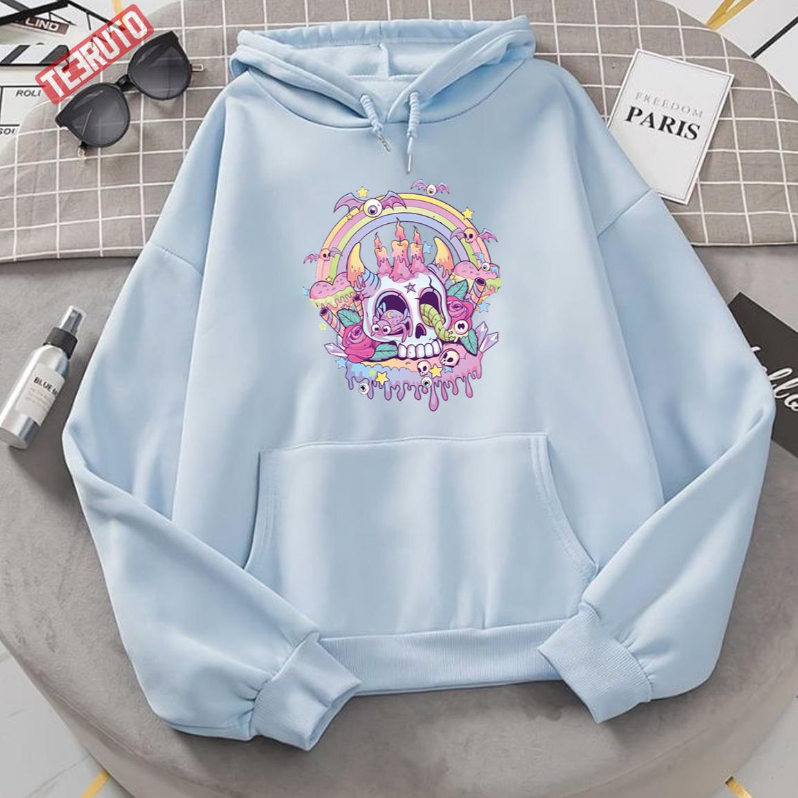 Pastel Goth Cute Creepy Satanic Skull Kawaii Occult Menhera Unisex Hoodie