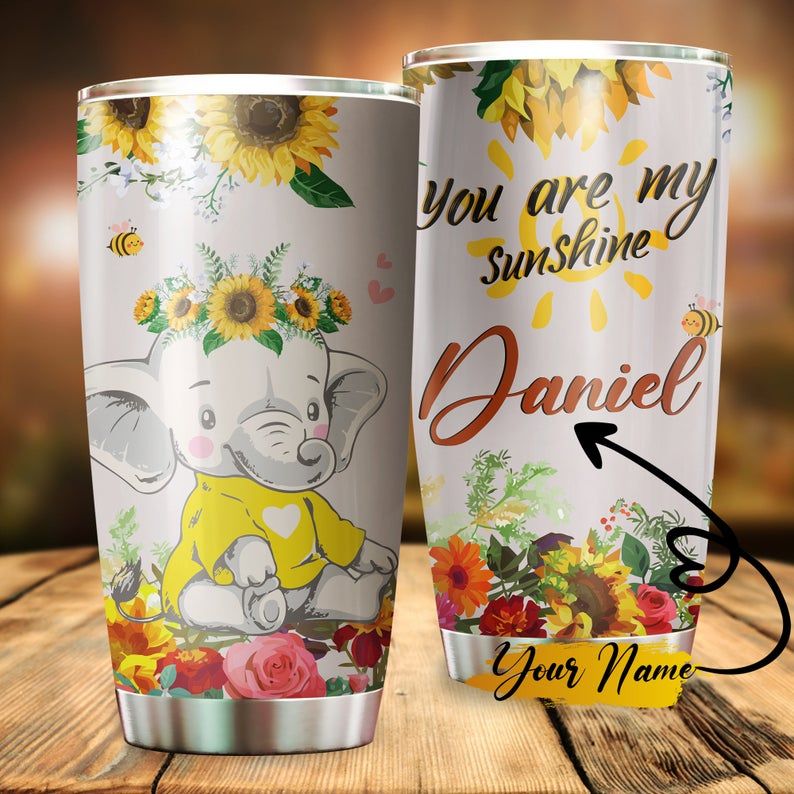 Personalized Customed You Are My Sunshine Baby Elephas Tumbler