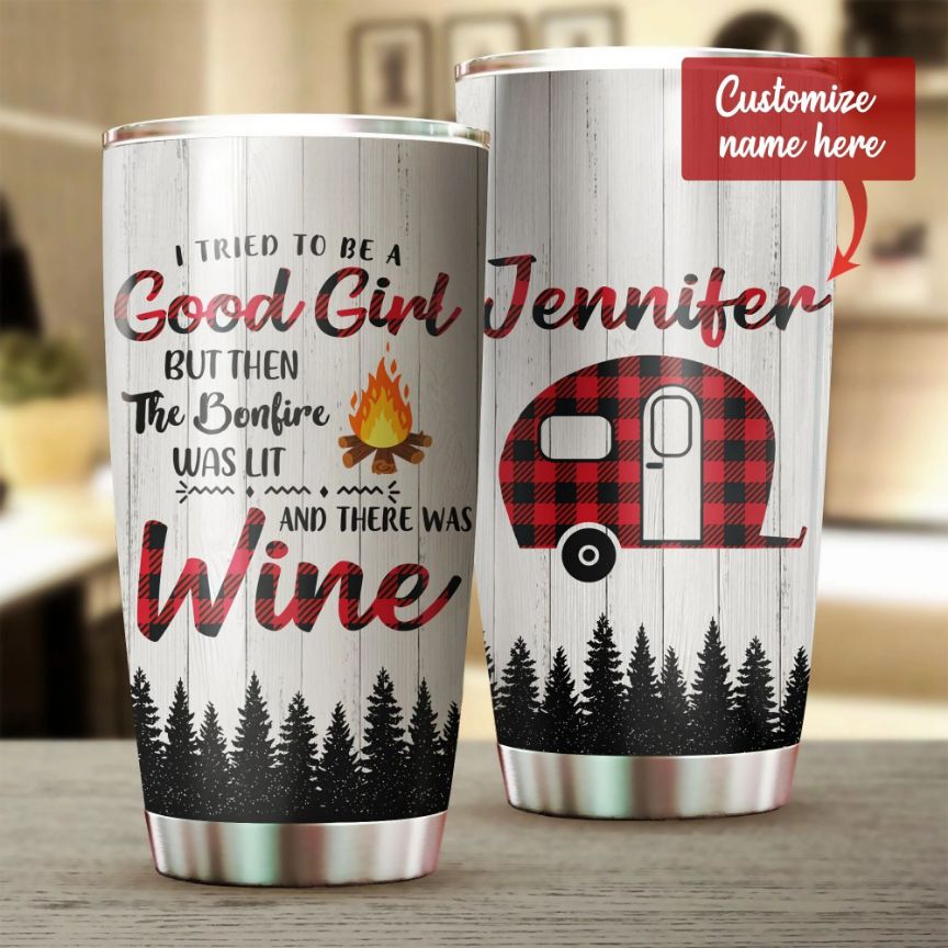 Personalized Customized Love Camping Wine Good Girl Tumbler