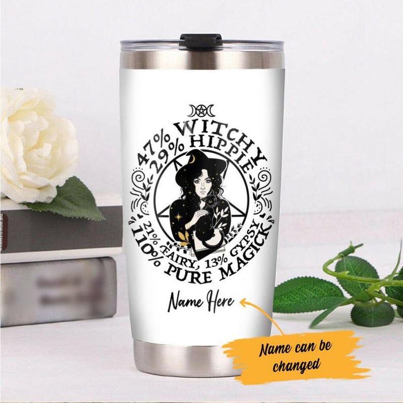 Personalized Halloween Witch Percentage White Tumbler