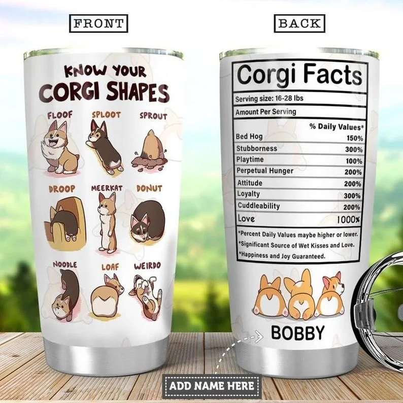 Personalized Know Your Corgi Shapes Corgi Facts Tumbler
