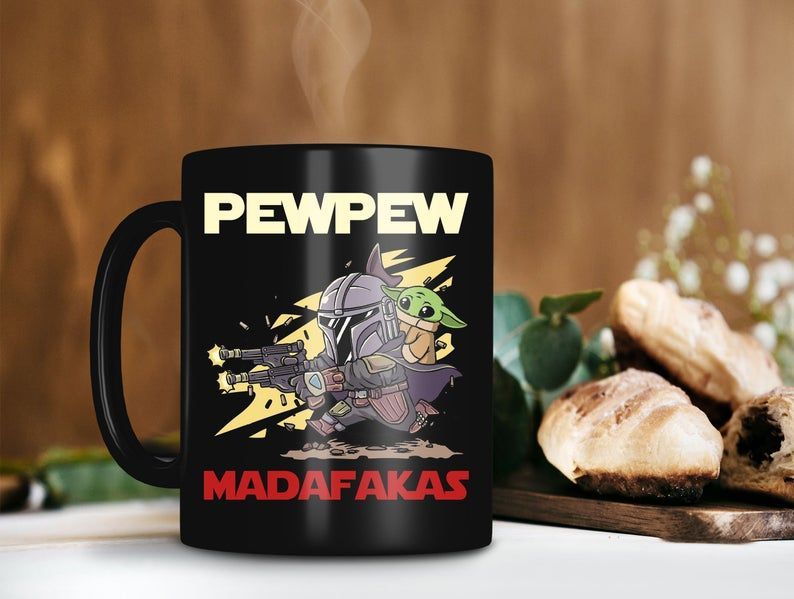 Funny Pew Pew Grogu Mug, Cheap Star Wars Merchandise - Allsoymade