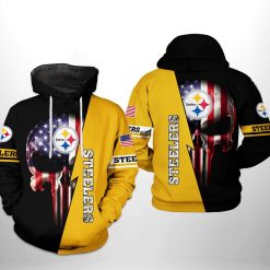 Pittsburgh Steelers NFL US Flag Skull Team 3D Printed Hoodie