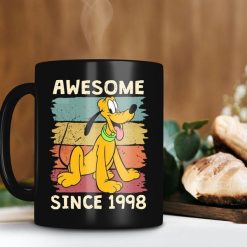 Pluto Awesome Since 1998 Mug Customized Year Of Birth Mug Personalized Retro Vintage Disney Premium Sublime Ceramic Coffee Mug Black