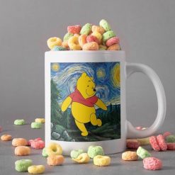 Pooh In Canvas Mug Starry Night Mug Van Gogh Mug Pooh Lover Gift Disney Premium Sublime Ceramic Coffee Mug White