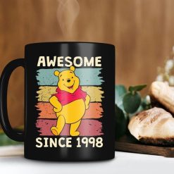 Pooh Team Awesome Since 1998 Mug Customized Year Of Birth Mug Personalized Mug Vintage Mug Disney Premium Sublime Ceramic Coffee Mug Black