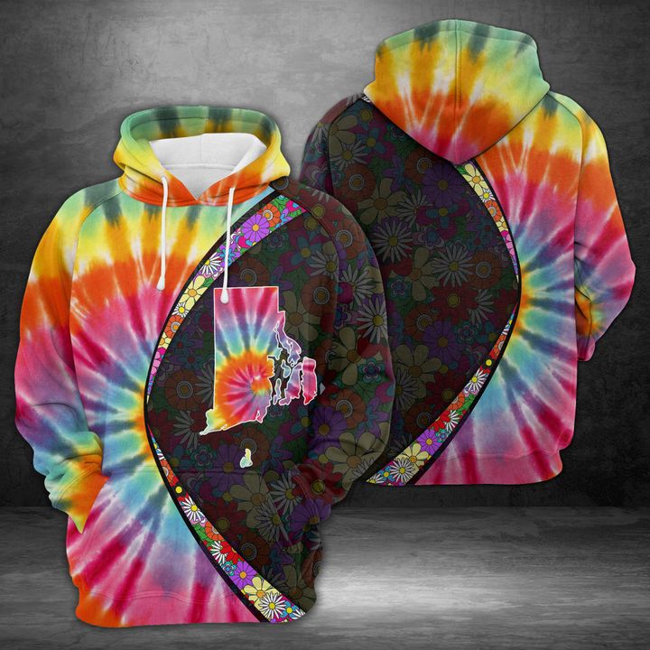 Rhode Island Tie Dye 3D Printed Hoodie
