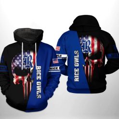 Rice Owls NCAA US Flag Skull 3D Printed Hoodie