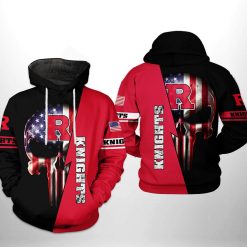 Rutgers Scarlet Knights NCAA US Flag Skull 3D Printed Hoodie
