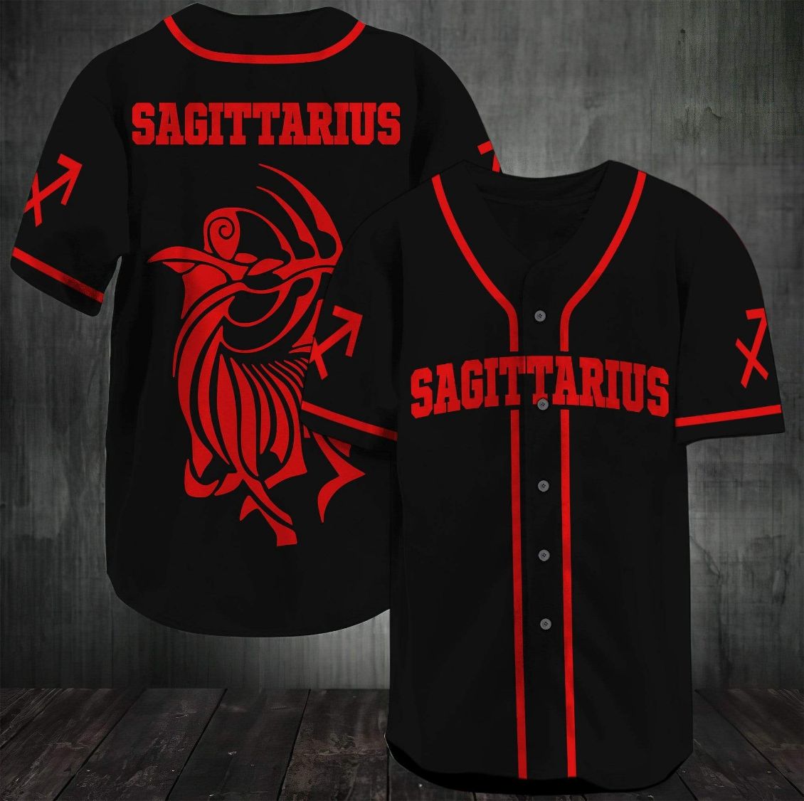 Sagittarius Zodiac Black Red Personalized 3d Baseball Jersey