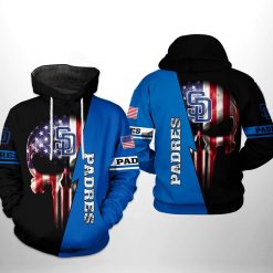 San Diego Padres MLB US Flag Skull 3D Printed Hoodie