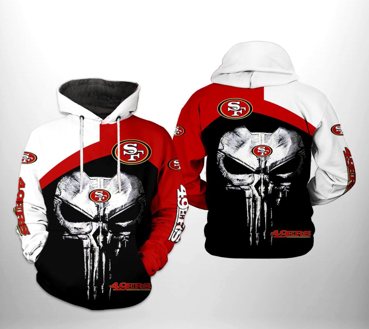 San Francisco 49ers NFL Skull Punisher Team 3D Printed Hoodie - Teeruto