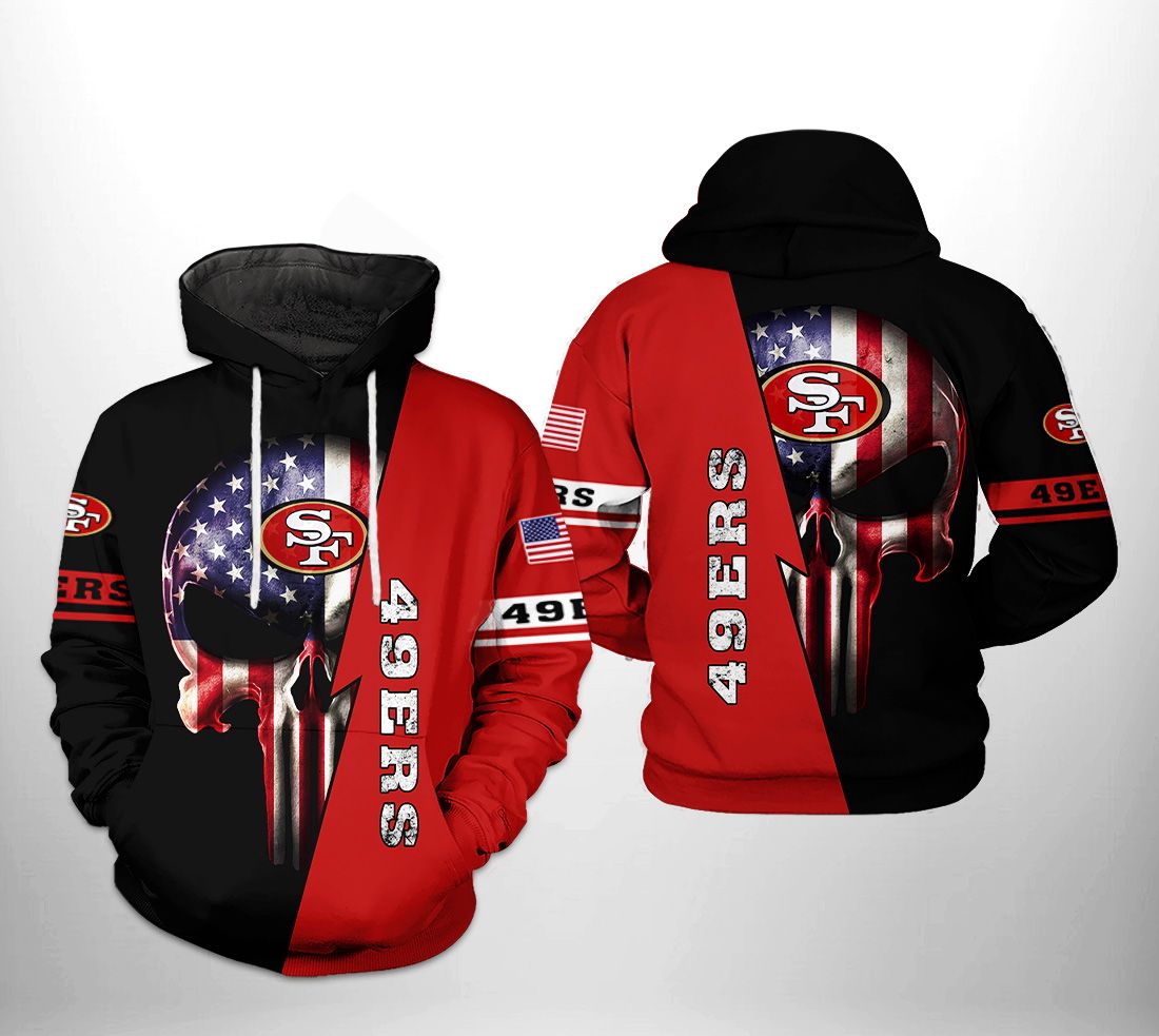 NFL San Francisco 49ers Skull Red 3D Hoodie Zip Hoodie For Men And