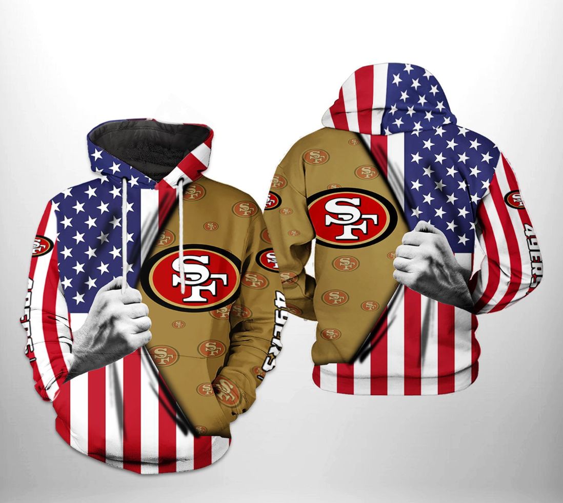 San Francisco 49Ers NFL Football Us Flag Black 3D All Over Print