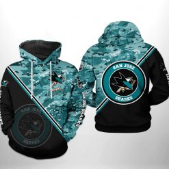 San Jose Sharks NHL Camo Team 3D Printed Hoodie