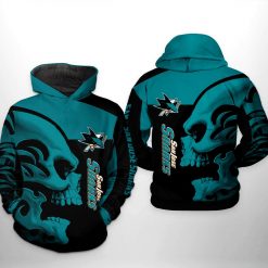 San Jose Sharks NHL Skull 3D Printed Hoodie
