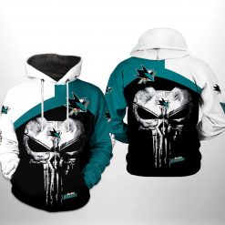 San Jose Sharks NHL Skull Punisher 3D Printed Hoodie