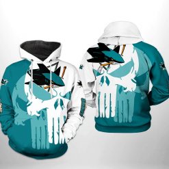 San Jose Sharks NHL Team Skull 3D Printed Hoodie