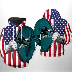 San Jose Sharks NHL US FLag 3D Printed Hoodie