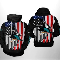 San Jose Sharks NHL US FLag Team 3D Printed Hoodie